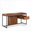 Bureaux, bureau d'écriture moderne à 1 tiroir avec surface en noyer et amp; Noir sable | Bois et amp; Métal