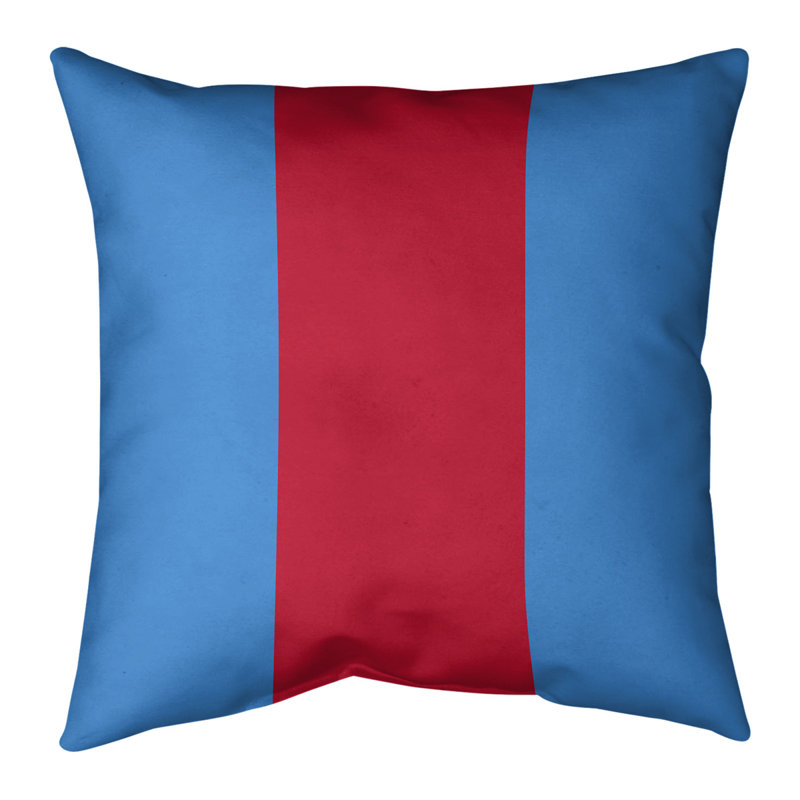  Coussin Football, 20 po x 20 po, Bleu / Rouge, Faux lin