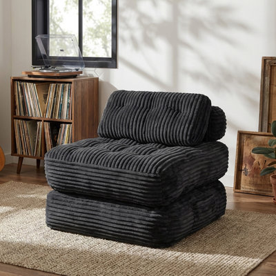 Canapé-lit convertible 35 po Bonless, fauteuil d'appoint en velours côtelé et canapé-lit en mousse haute densité pour petits espaces