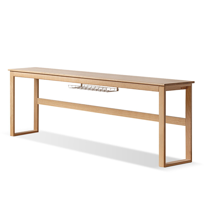 Bureau rectangulaire en bois massif et métal Burlywood, H 29,53 po x l 86,61 po x P 23,62 po