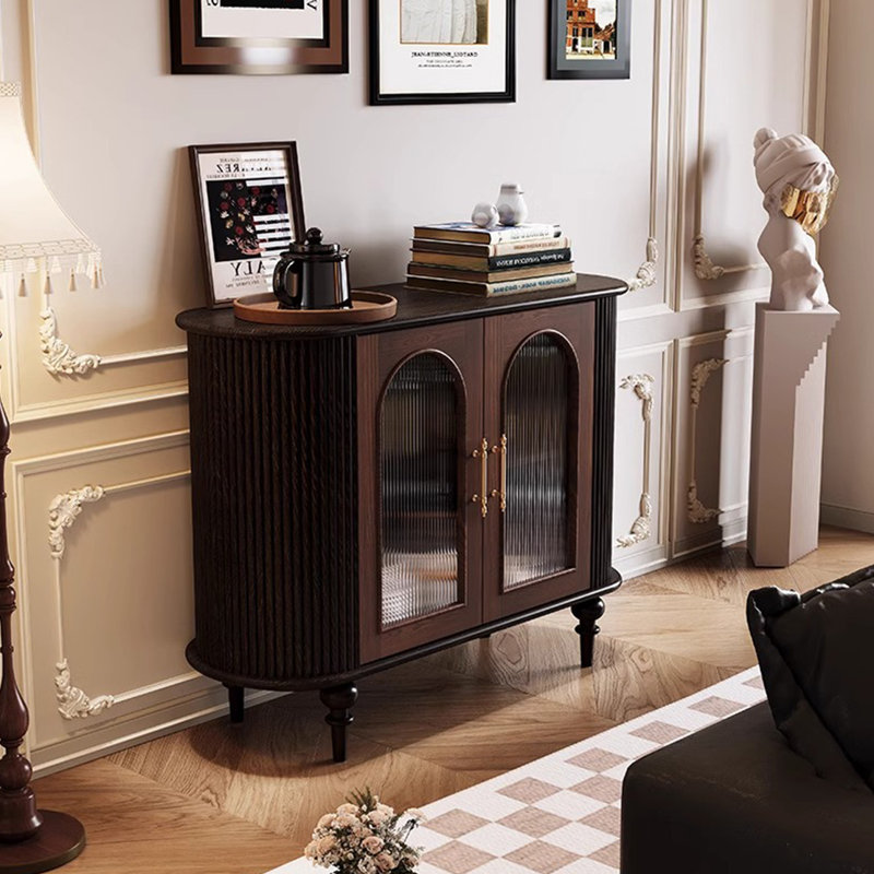 Retro Minimalist Sideboard Cabinet, Black/Walnut