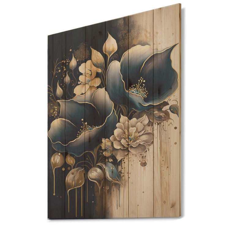 Red Barrel Studio® Deep Blue Calla Lily Bouquet II On Wood Print | Wayfair