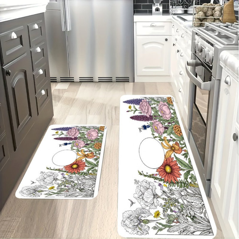 Croquis botaniques, 2 tapis de cuisine antidérapants