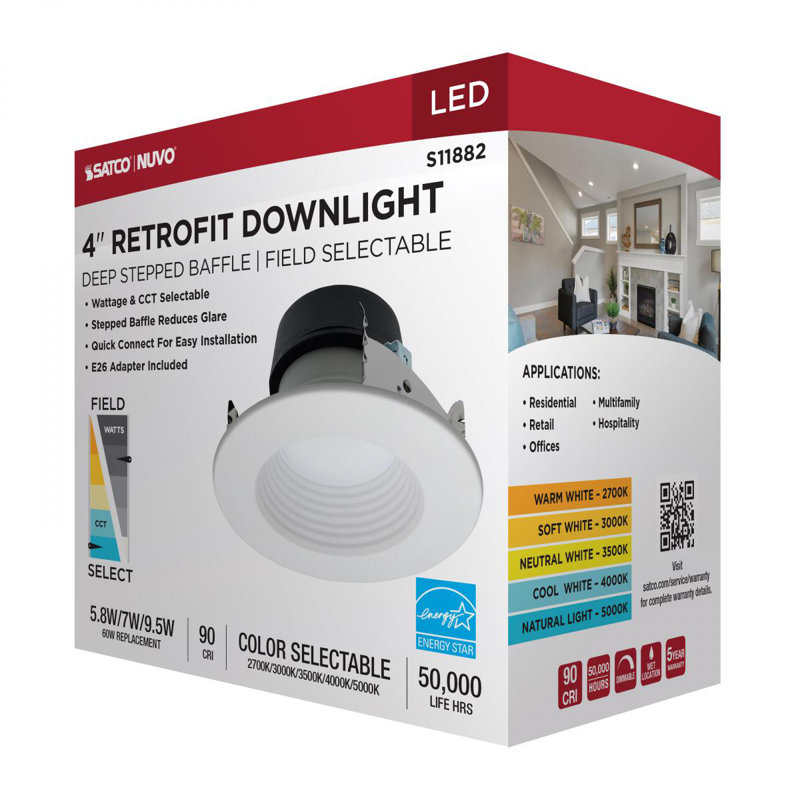 4" Round LED Retrofit Recessed Lighting Kit