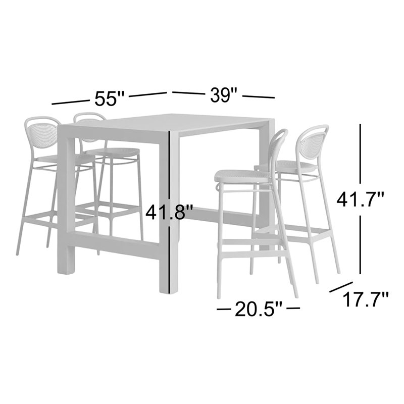 Ensemble de salle à manger à hauteur de bar de 39 po pour 4 personnes Farrah, Taupe