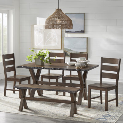 Willilams 4 - Person Solid Wood Top Trestle Base Dining Set