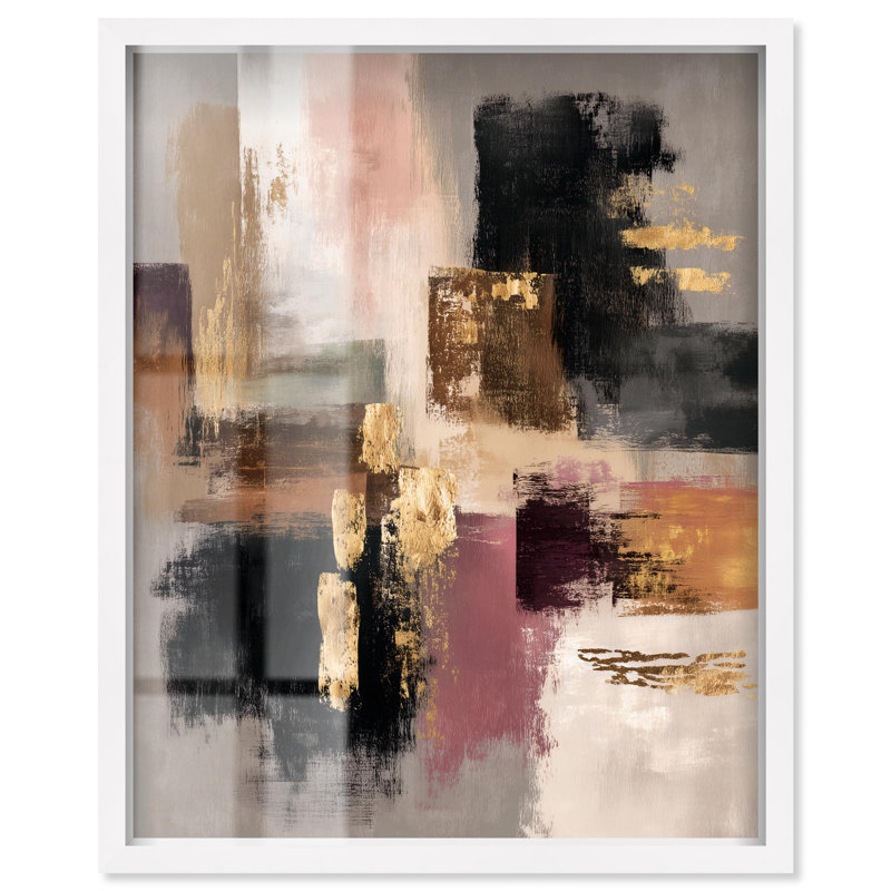 Motif de minéral texturé doré II, boîte neutre, Boho Art par Art Remedy, H 46 po x l 37 po, Blanc
