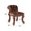 Tabouret de coiffeuse Vendôme classique européen 25 po – Dossier sculpté à la main en bois de cerisier avec assise rembourrée en velours et garniture cloutée traditionnelle, siège de coiffeuse de luxe d'antan, sobre et polyvalent