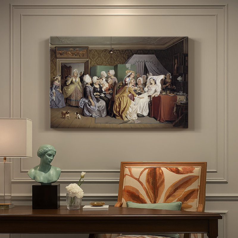 La chambre de la maternité (scène de «Barselstuen» de Holberg) - Wilhelm Marstrand - toile tendue avec châssis - 1845