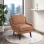 Fauteuil d'appoint contemporain compact à une place avec revêtement en chenille de ton orange et pieds en bois massif-23134775