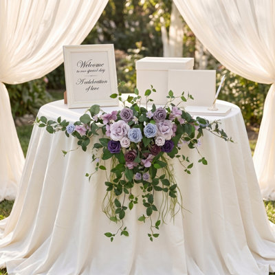 Ensemble de 2 guirlandes florales artificielles, guirlande de verdure suspendue pour arche, décoration murale de mariage
