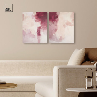 Rose Mist set Canvas Set of 2 Pastel Art Prints by 