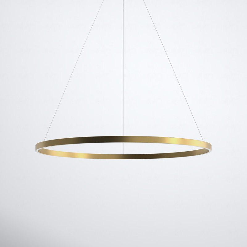 Mills 1 - Light LED Wagon Wheel Pendant, Gold, 1.5" H x 39.5" W x 39.5" D