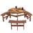 6-Person Round Picnic Table Set With 3 Built-In Benches & Umbrella Hole,Brown-2087082135