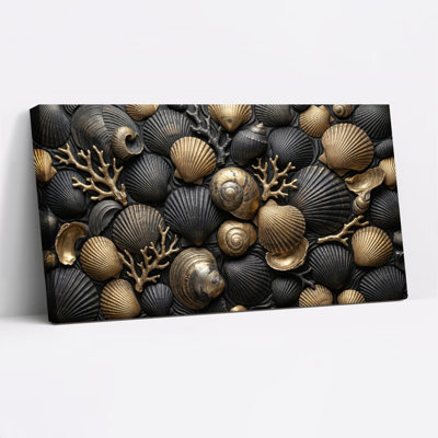 Ensemble de 1 tableau sur toile en forme de corail coquillage