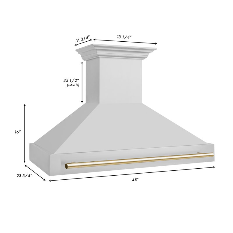 ZLINE 48" Autograph Edition Stainless Steel Range Hood with Stainless Steel Shell and Accent Handle, Gold