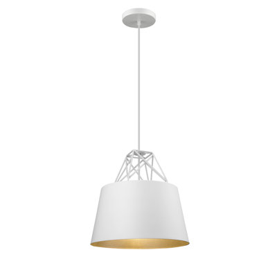 Luminaire suspendu moderne 1 lumière avec abat-jour blanc
