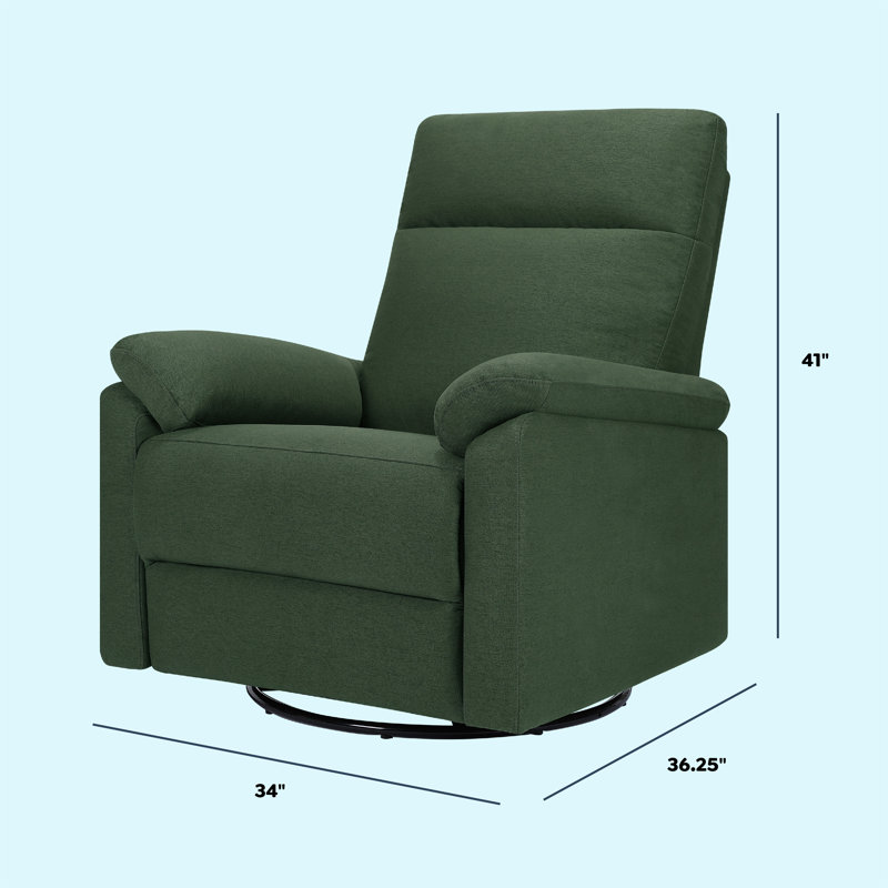 Pine Green Polyester Swivel Recliner with Metal Frame