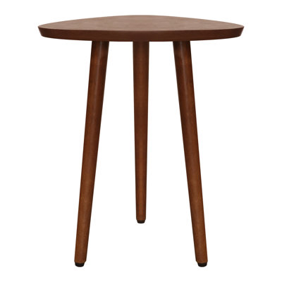 Table d'appoint en forme de pioche, table d'appoint à finition noyer à 3 pieds - Petite table de bout fabriquée à la main - Table de chevet et table basse polyvalente pour le salon, la chambre à coucher et la table de bureau