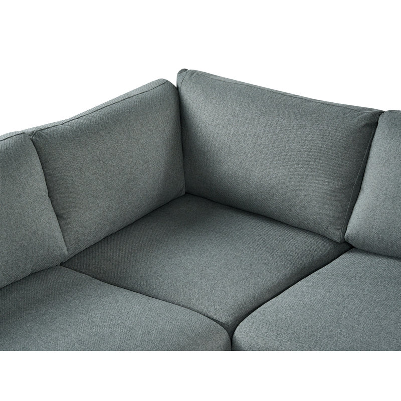 Blerata 5 Seater Corner Sofa, Green Fabric, Left Hand Facing