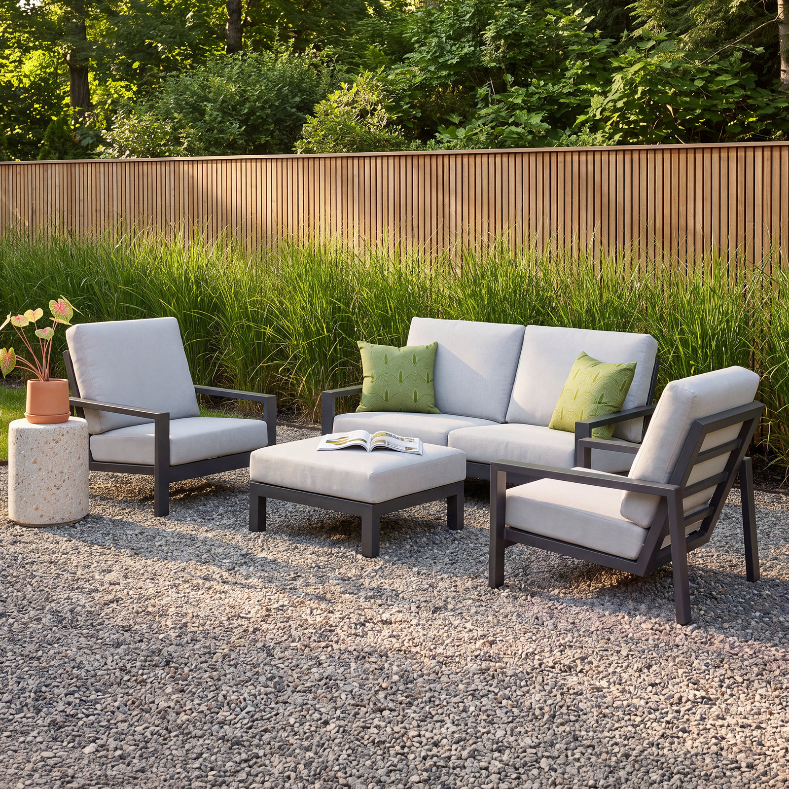Hoyt 4-Person Patio Seating Group, Silver Gray