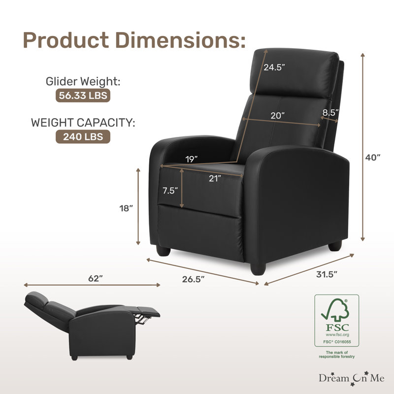 Dream On Me  Manual Recliner, Black
