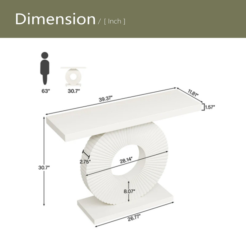 Table d'entrée élégante, table de couloir robuste, console polyvalente, Blanc