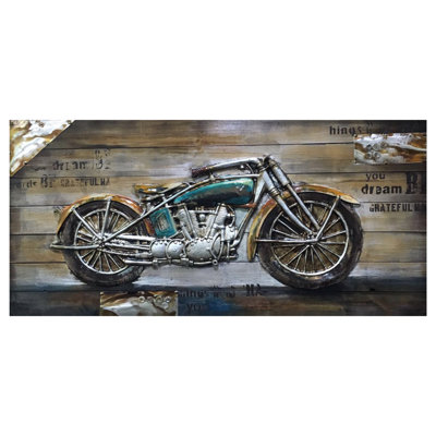 «Bike Passion I», reproduction sur bois en brun / gris