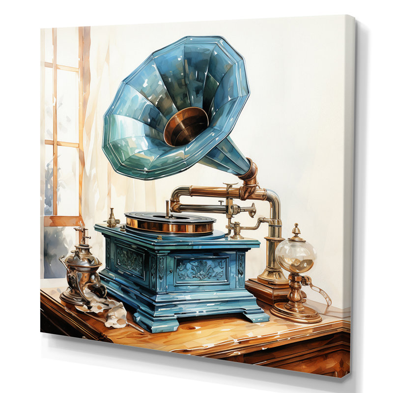 «Beyerville Blue Phonographs Nostalgic Tunes», reproduction, H 30 po x l 30 po x P 1 po, Toile tendue