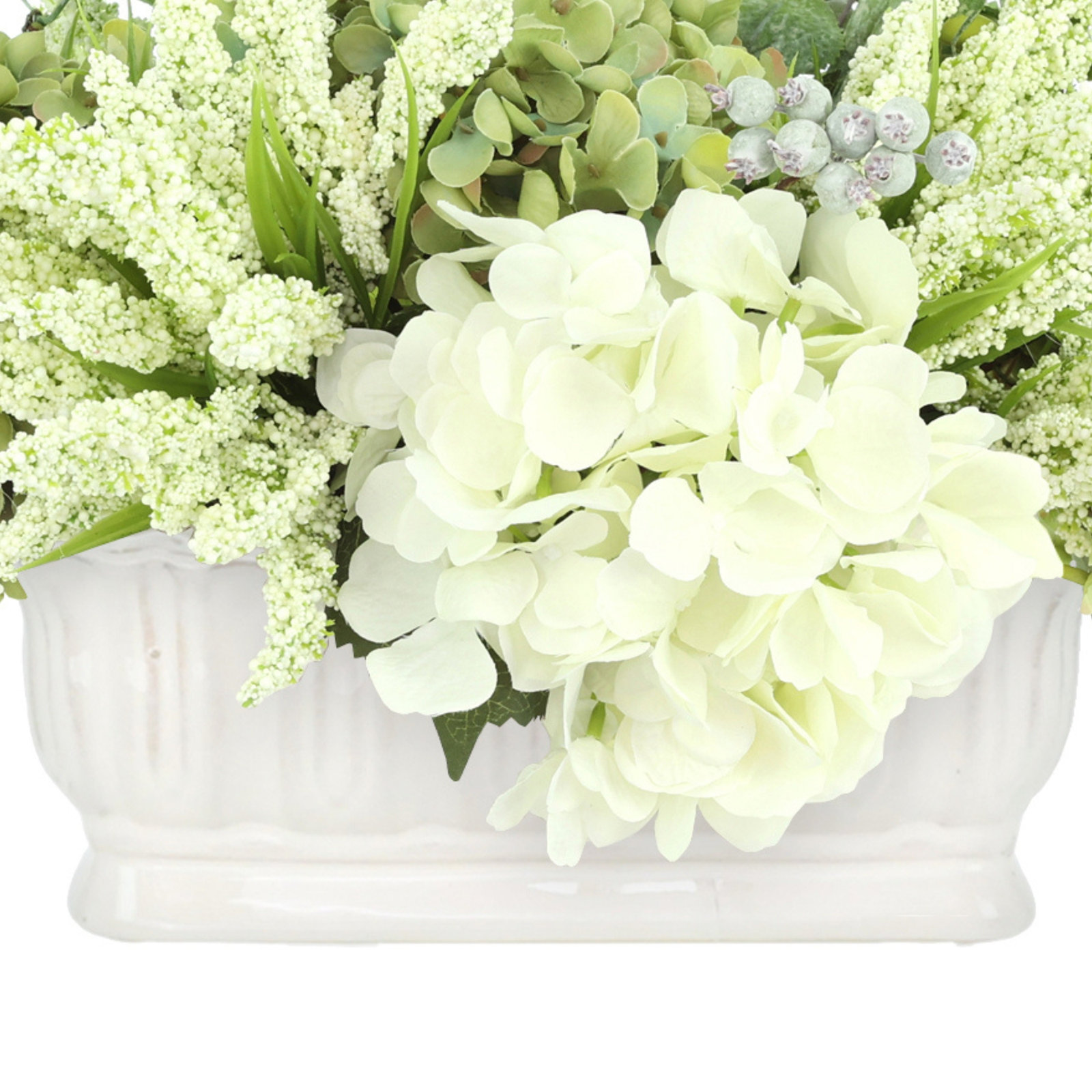 Allan Hydrangea Floral Arrangement, White/Green