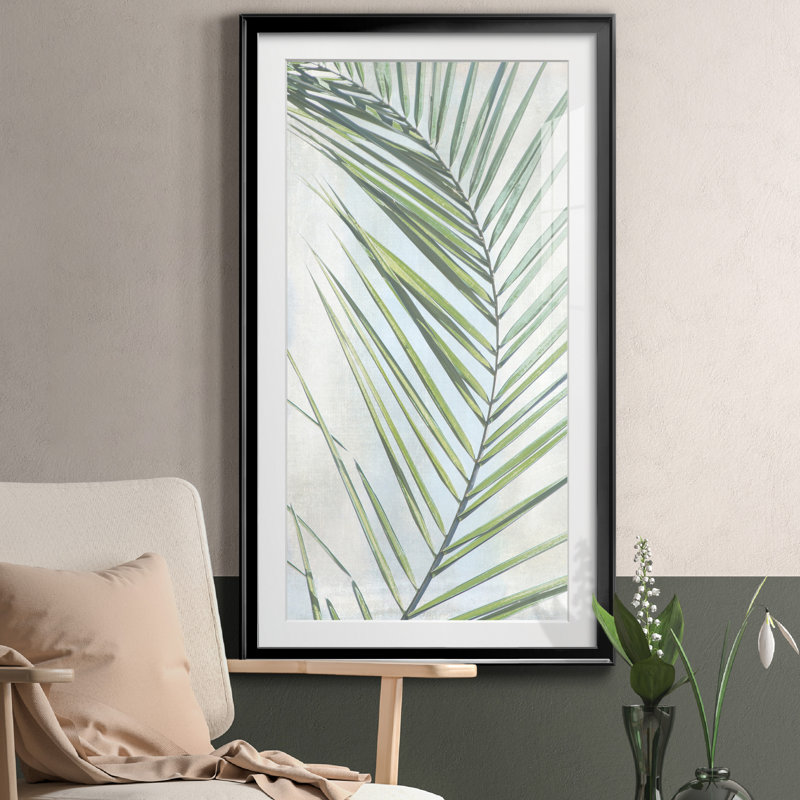 Palm Escape II - Reproduction d'art graphique sur papier encadré, H 14,5 po x l 26,5 po x P 1,5 po, Papier noir