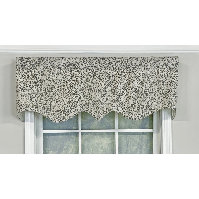 Stella Paisley Pointed Window Valance, Pewter
