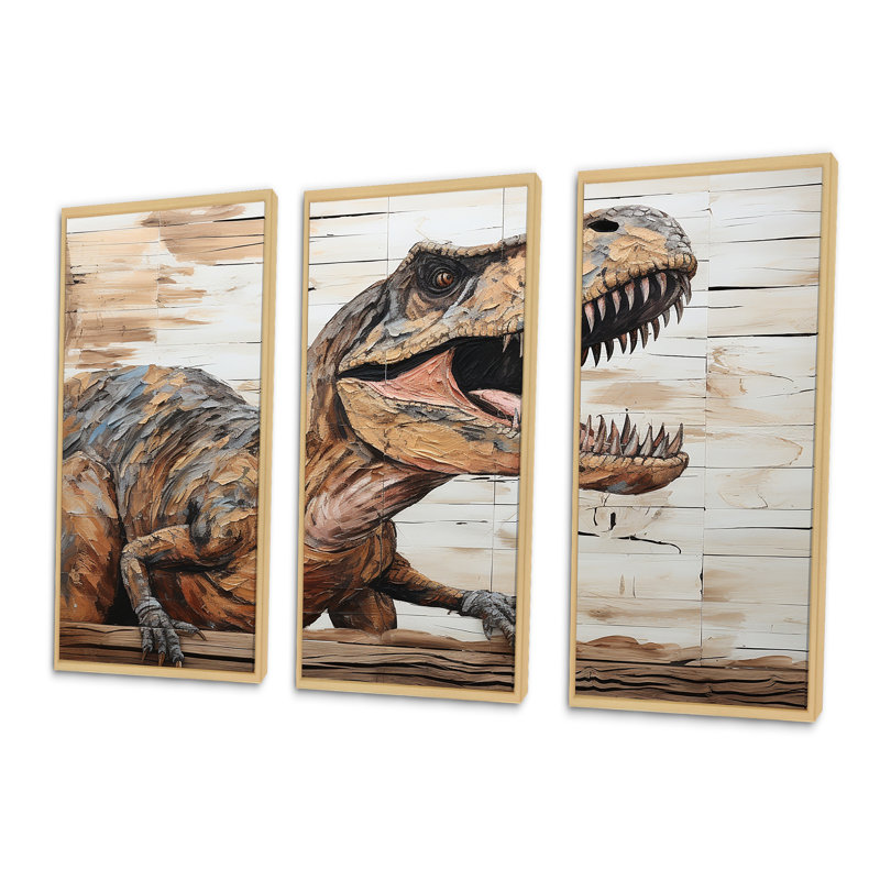 «Dinosaur Canyon I», art mural brun, H 28 po x l 36 po, Cadre flottant brun