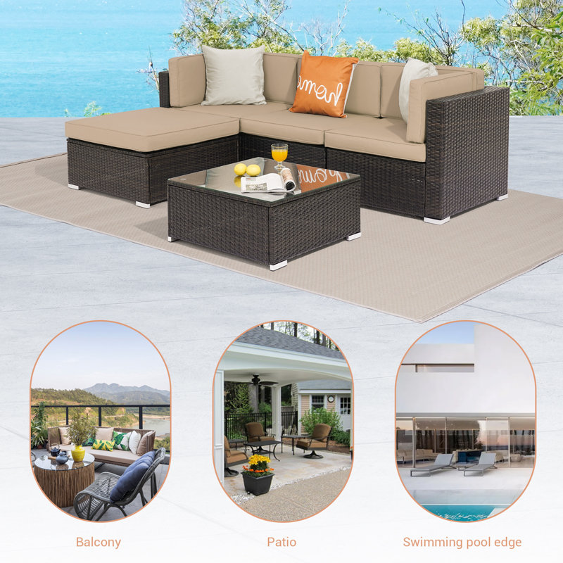 Paratt 4 - Person Modular Patio Conversation Set with Cushions, Beige