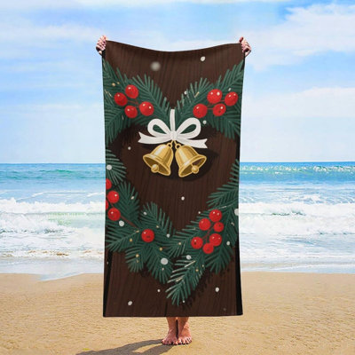 Quick Dry Microfiber Merry Christmas Beach Towel, 50 x 60 in
