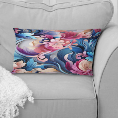 Pink And Purple Romantic Roses Paisley Pattern I - Paisley Printed Throw Pillow