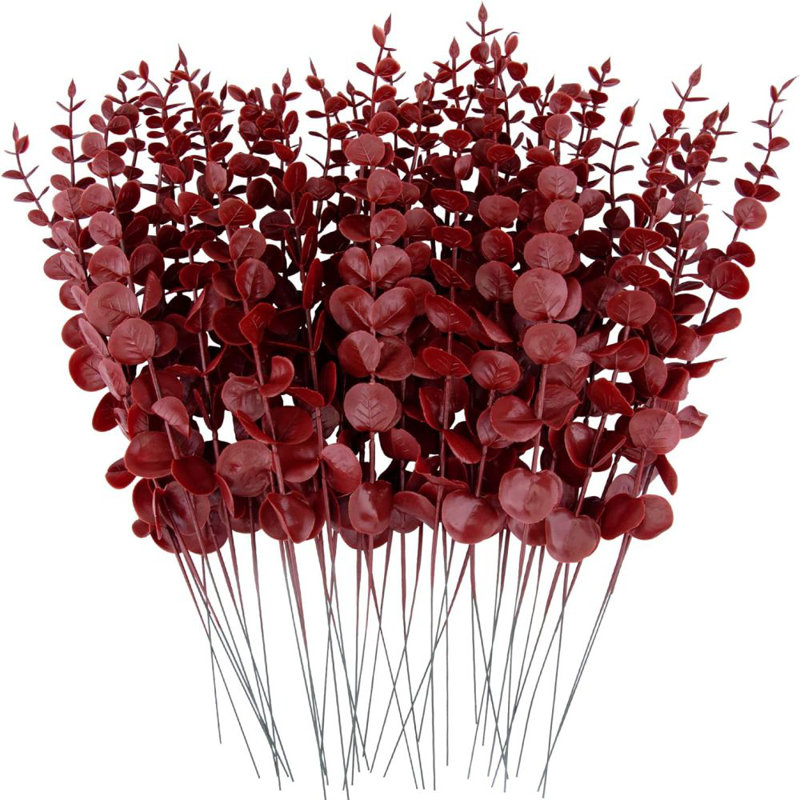 30 pièces de tiges d'eucalyptus, feuilles d'eucalyptus artificiels, fausses branches, tiges d'eucalyptus artificiels, Or