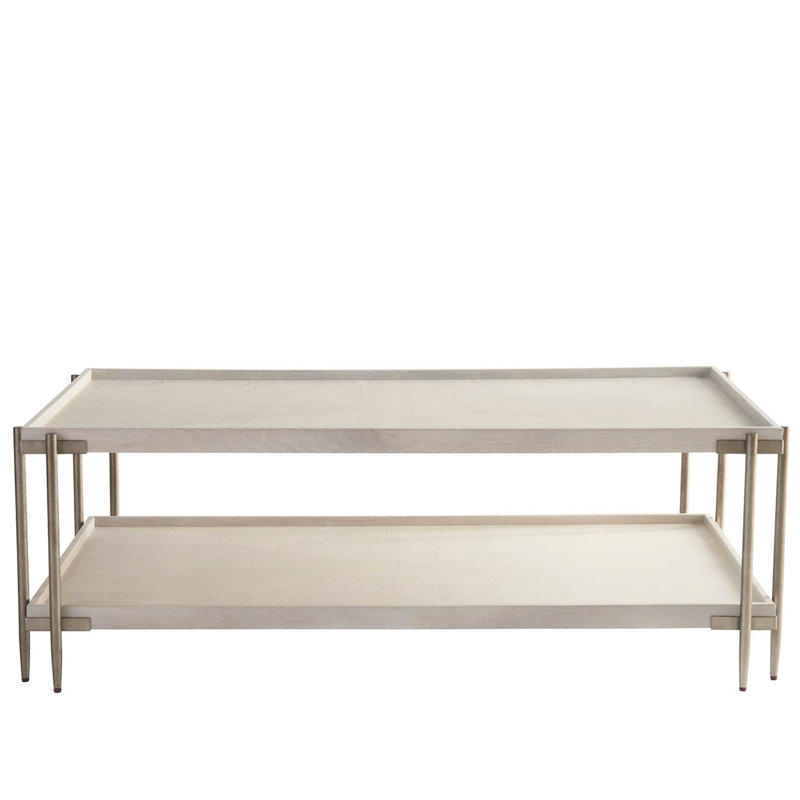 White Oak Rectangular Cocktail Table with Dark Metal Base