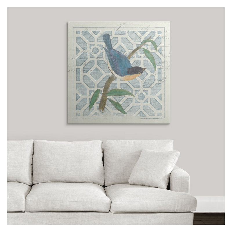 « nogravureing tile i blue oiseau », impression, H 35 po x l 35 po x P 1,5 po, Toile
