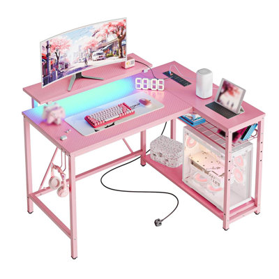 L-Shaped Metal Base Computer Desk