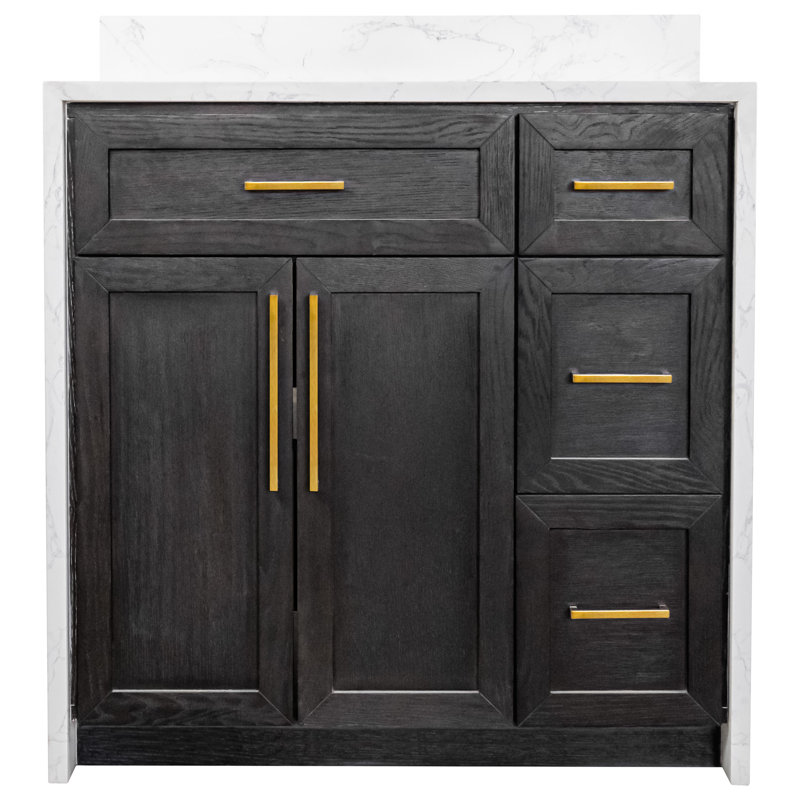Ensemble de meuble-lavabo simple 36 po Akalya, Chêne foncé