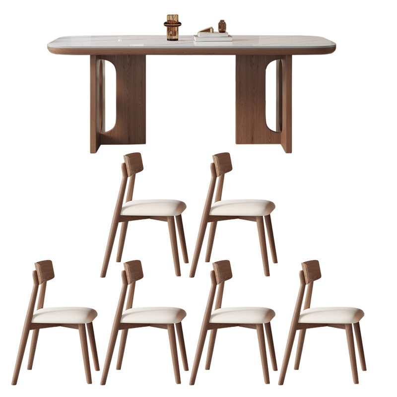 Casual simple rectangular dining table set, 29.5"H x 55.1"L x 31.5"W