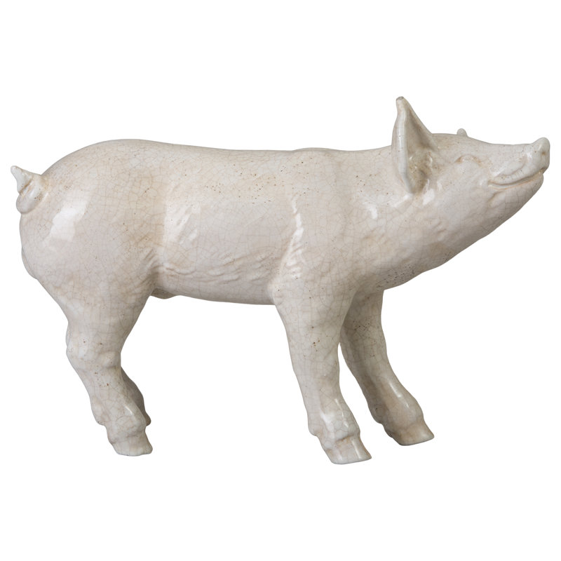 Figurine de jardin en céramique blanche craquelée [l 6 po x L 21,5 po x H 14 po]