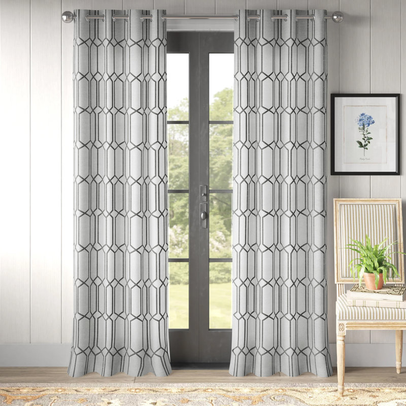 Albesa Linen Blend Room Darkening Single Curtain Panel, Gray, 52" W x 95" L