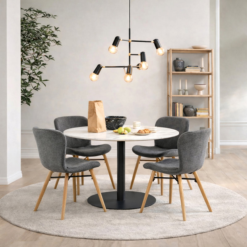 Jumaane 4 - Person Dining Set, Grey, Gold