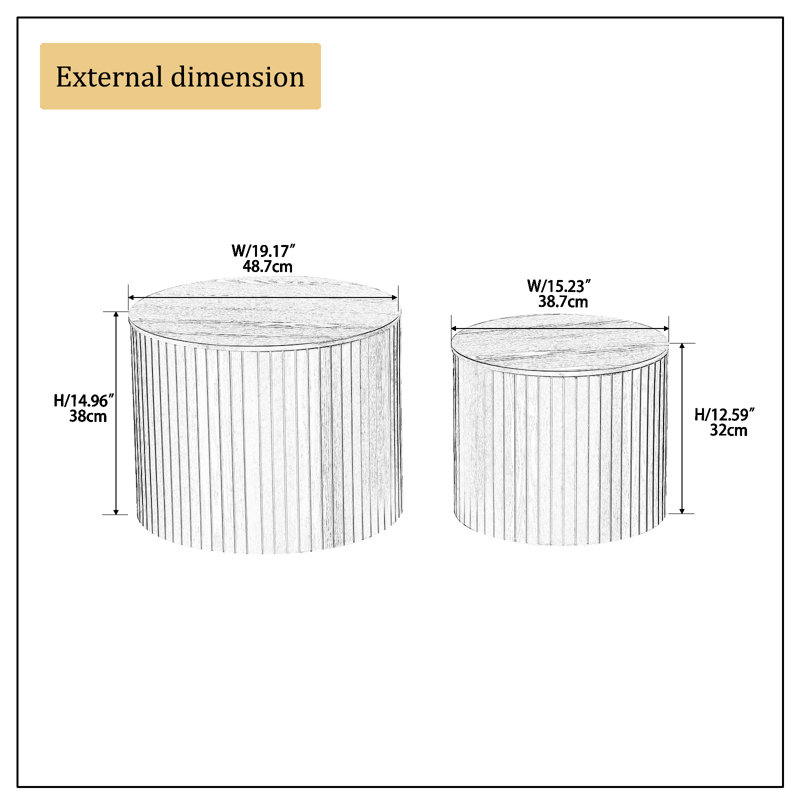 2-Pieces Nesting Coffee Table Set, Black
