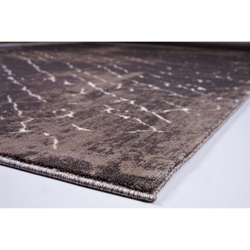 Tapis à motif géométrique brun Lake City, Rectangle 5 pi 3 po x 7 pi 7 po