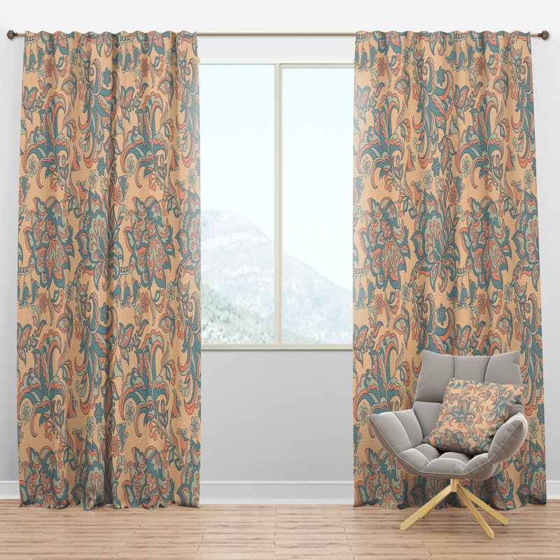 Panneau de rideau simple semi-diaphane avec passe-tringle Indian Batik II, l 52 po x L 95 po