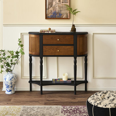 Console en bois massif noir et brun