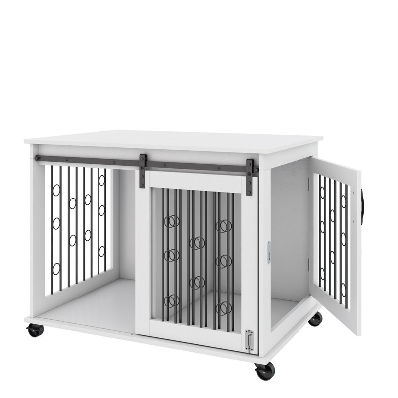 Cage pour chien à porte coulissante l 39,37 po x P 25,2 po x P 28,94 po, L 23 po x L 72 po, Blanc